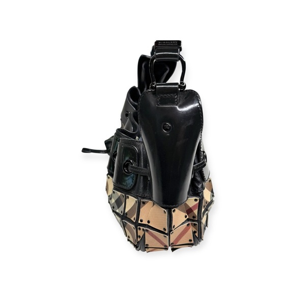 Burberry 𖤗 Nova Check Small Warrior Hobo Handbag 𖤗 Black Leather Hardware 𖤗 - Picture 5 of 16